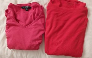 Two Women's Tops.M. Ralph Loren,Deep Pink.   Caslon, Red.
